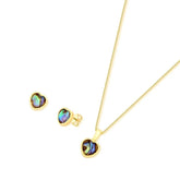 CONJUNTO MINI CORAÇÃO DOURADO PEDRAS DO MAR